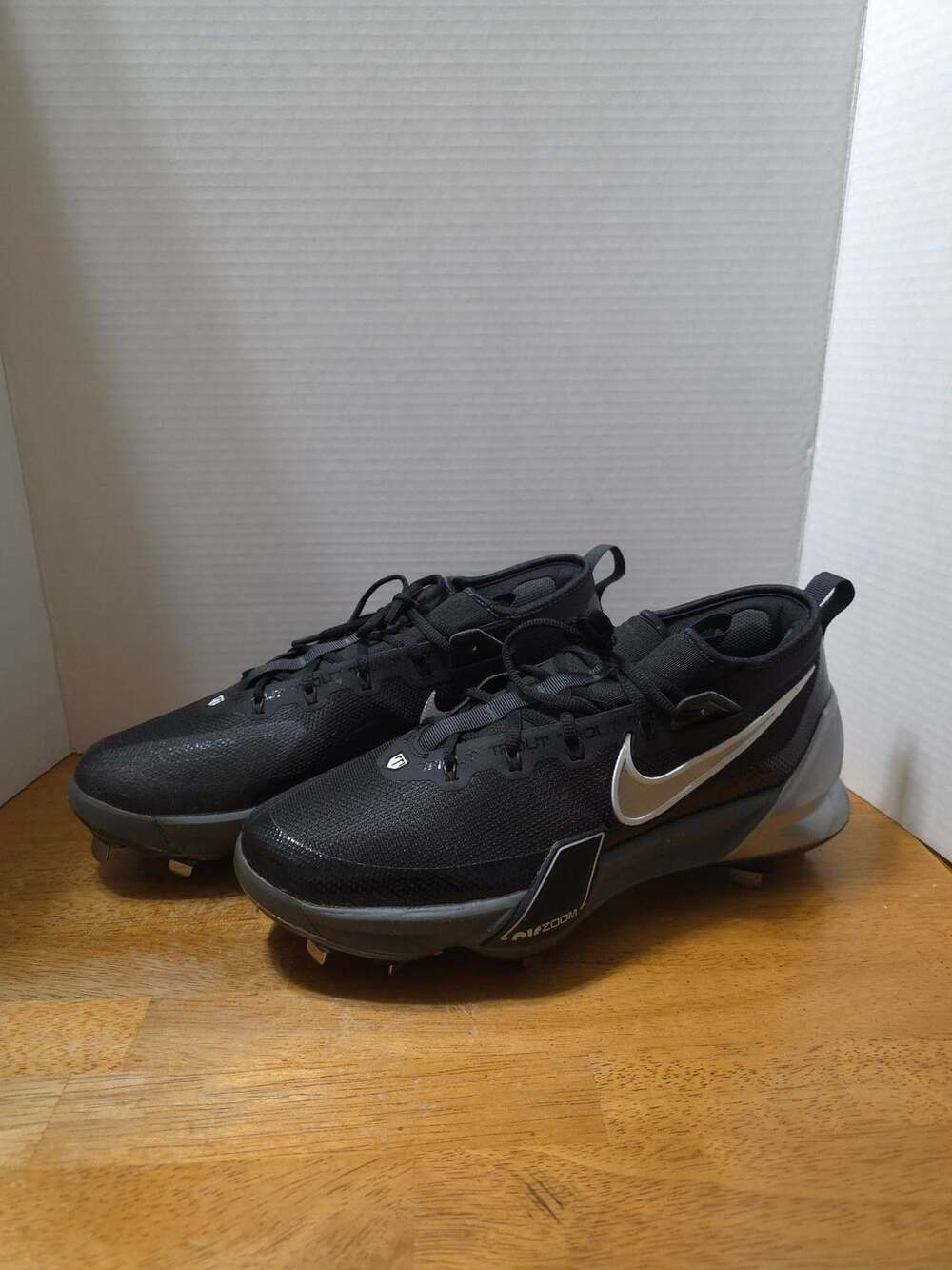 Nike Force Zoom Trout 9 Elite Metal Baseball Cleats Black Metallic Silver